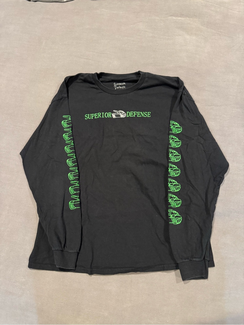 Superior Defense (SUP DEF) Black Long-Sleeve Graphic Shirt